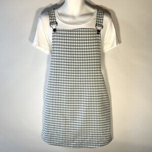Peach Love SZ M Blue gray gingham check overall jumper cottage core girlhood vin